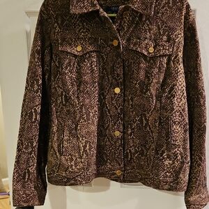 Chaps Brown Snake Print Jean Jacket
